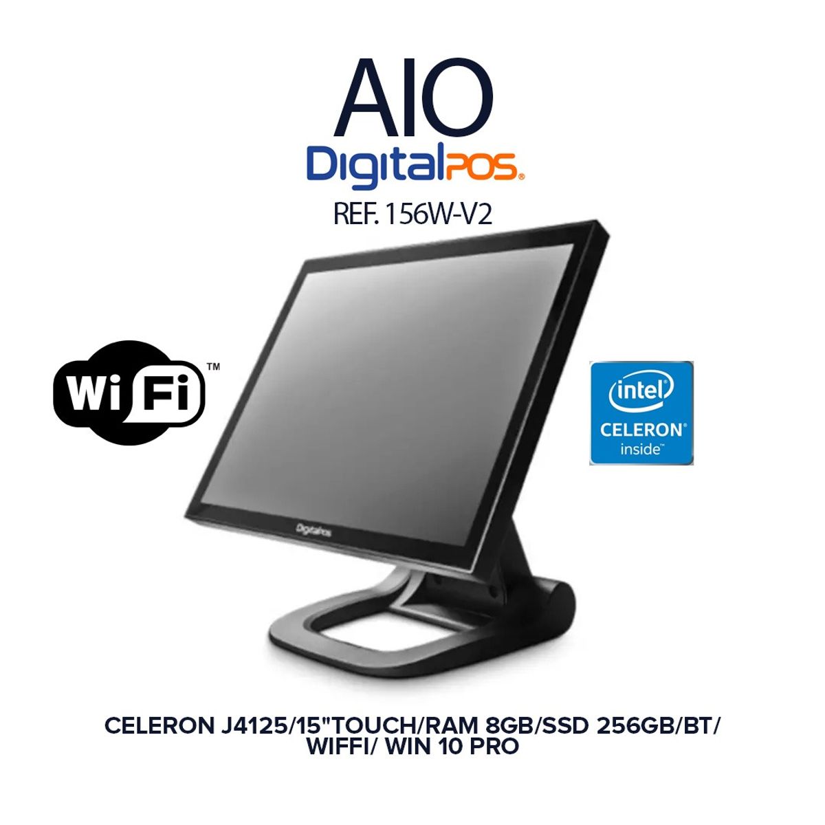 DIGITAL POS - AIO DIGITAL POS - INTEL CELERON J4125 PANTALLA 15 TOUCH RAM 8GB SSD 256GB WIN10 PRO