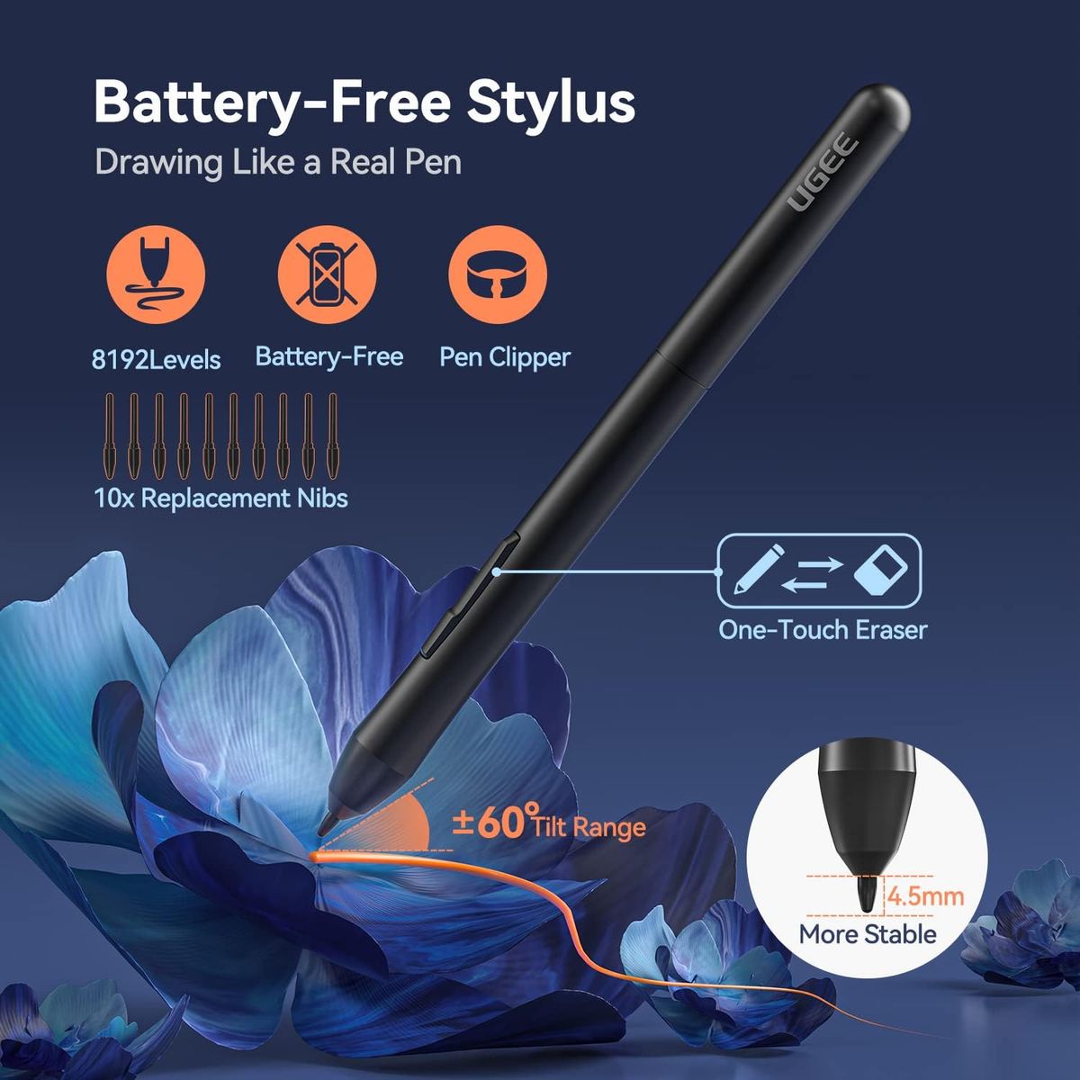 GENERICO - Tableta Dibujo Ugee S640 Lapiz Tableta Grafica Digital Negro