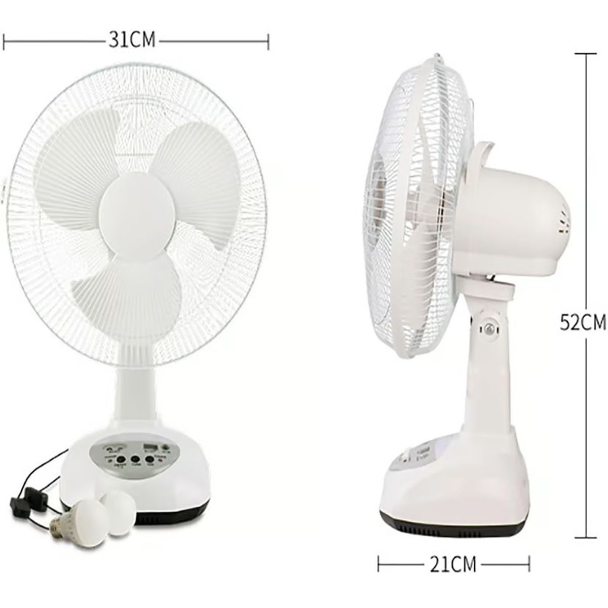 GENERICO - Ventilador con Panel Solar Gd-8019 12 Pulgadas Bombillos