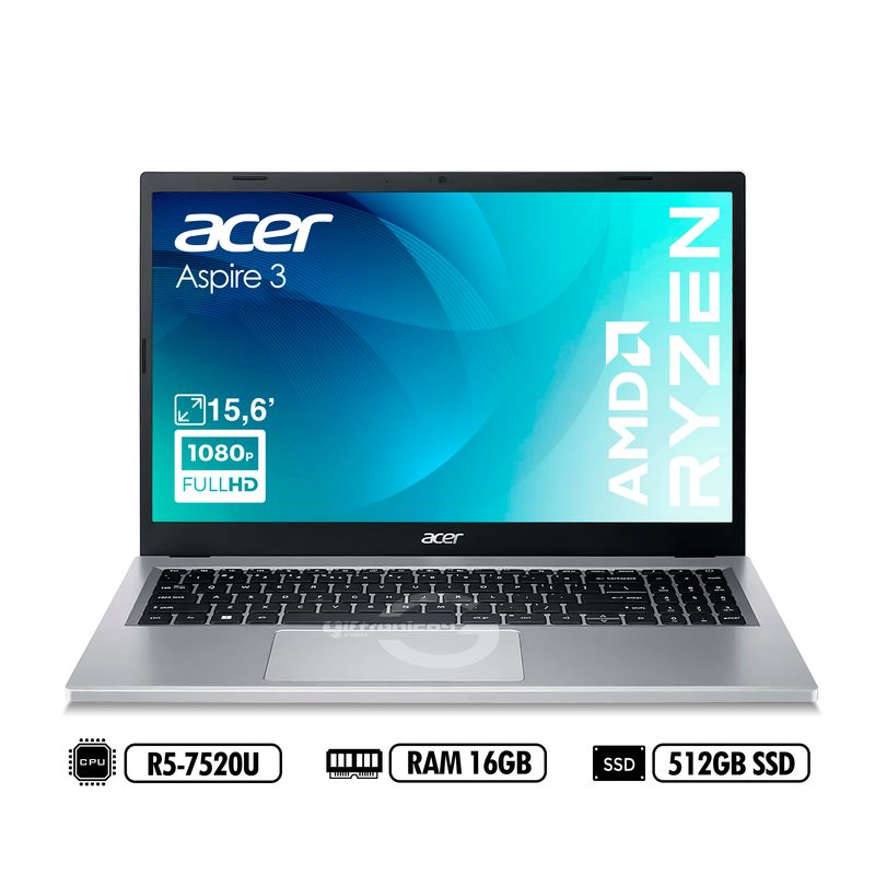 ACER - PORTATIL ACER 156 A315-24P-R7JS FHD AMD R5-7520U RAM 16GB LPDDR5 512GB SSD SILVER