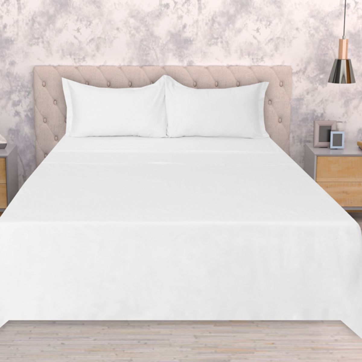 GENERICO - Juego de sabanas blancas de lujo algodon 100%  500 hilos King - Almalu