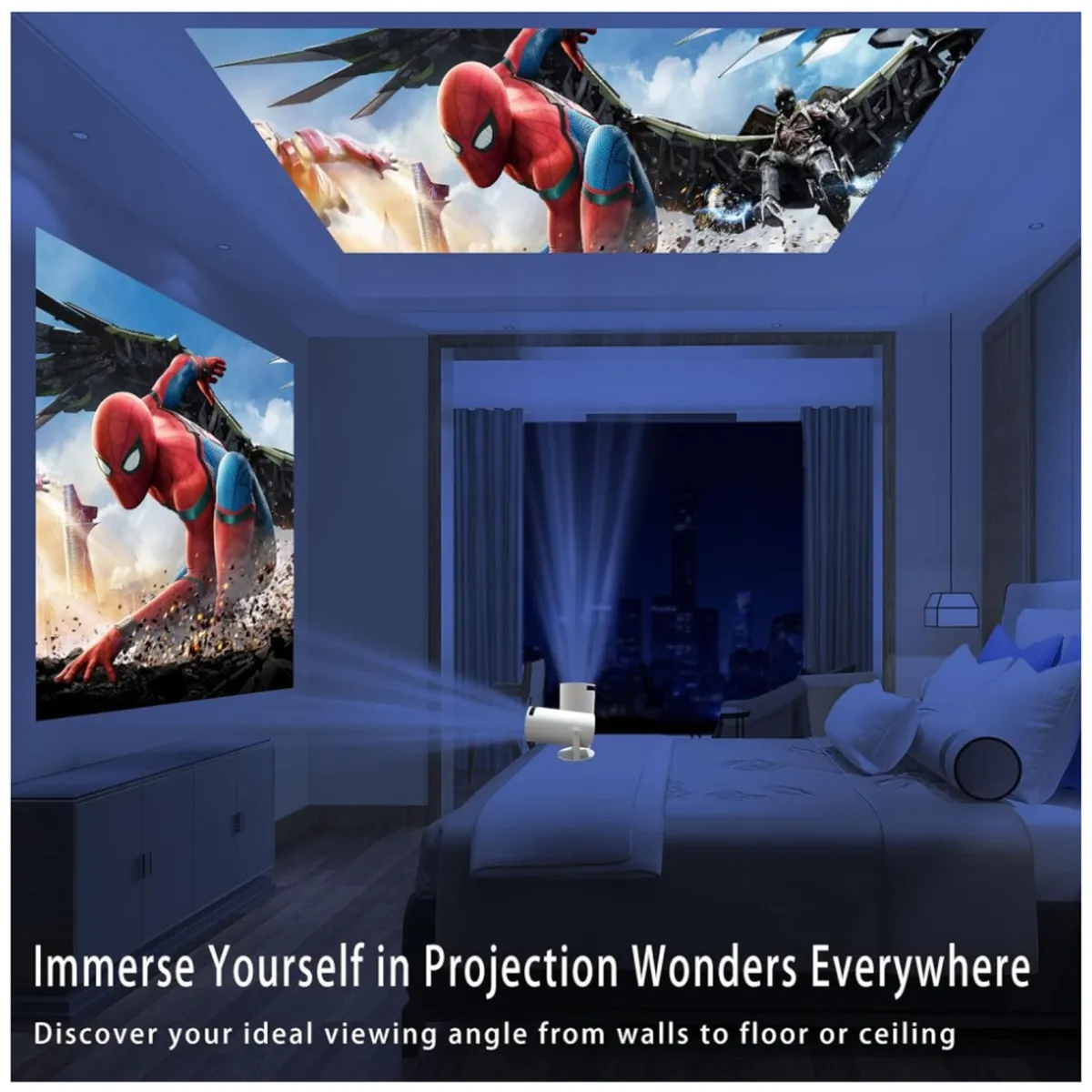 AMERICAN GENERICS - Proyector Ultra HD - Duplicación WiFi 4k en color blanco 110 V220 V