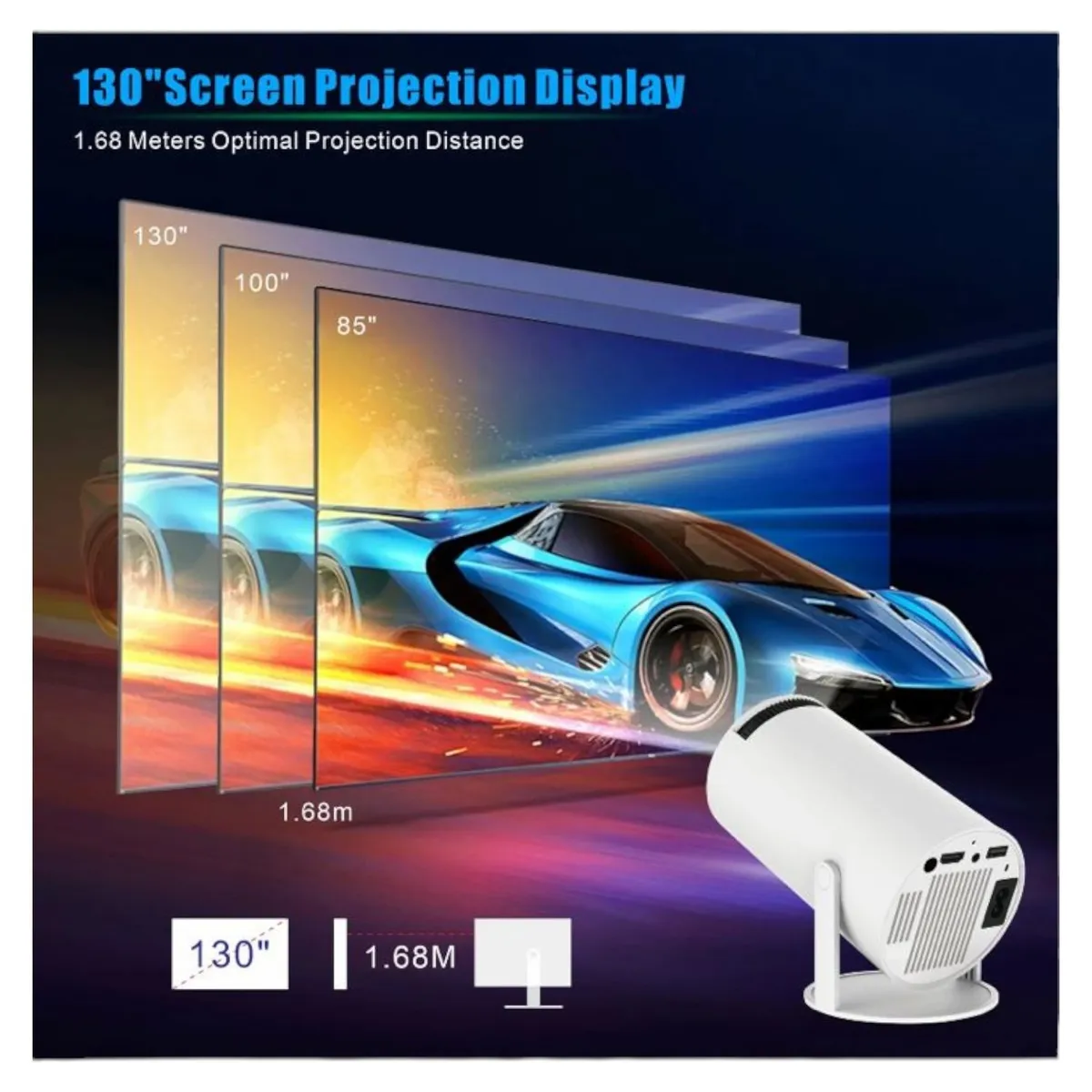AMERICAN GENERICS - Proyector Inteligente Android Tv 11 Wifi Bt 200ansi Hy300