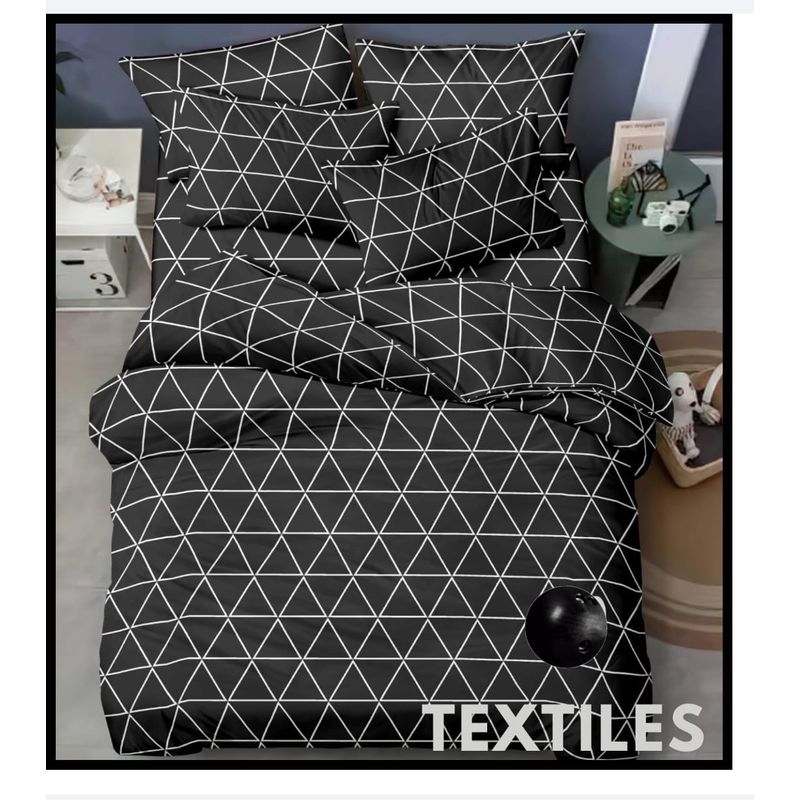 SIRENITAS - Juego de sabanas Cama Sencilla Geométrica Negra