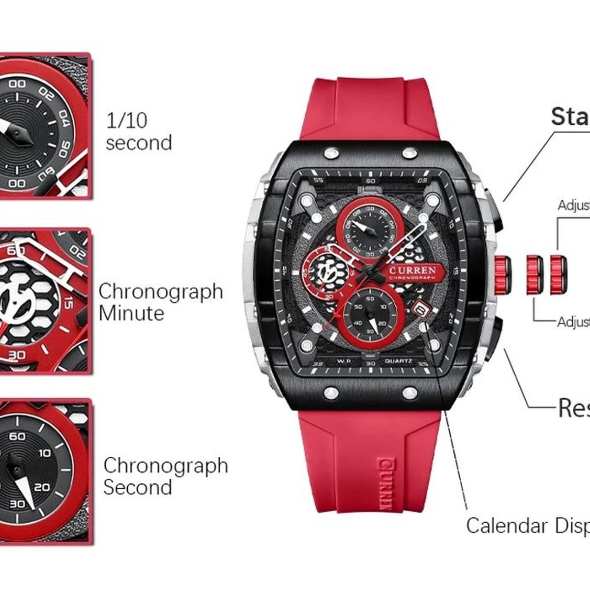 CURREN - Reloj Curren 8442 Cronografos Correa De Silicona Mas Llavero