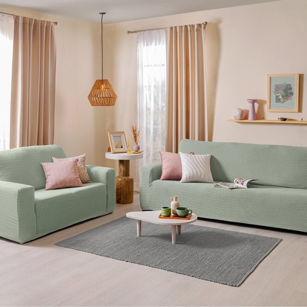 VIANNEY - Funda De Sillón Niza Verde 2 Puestos Vianney