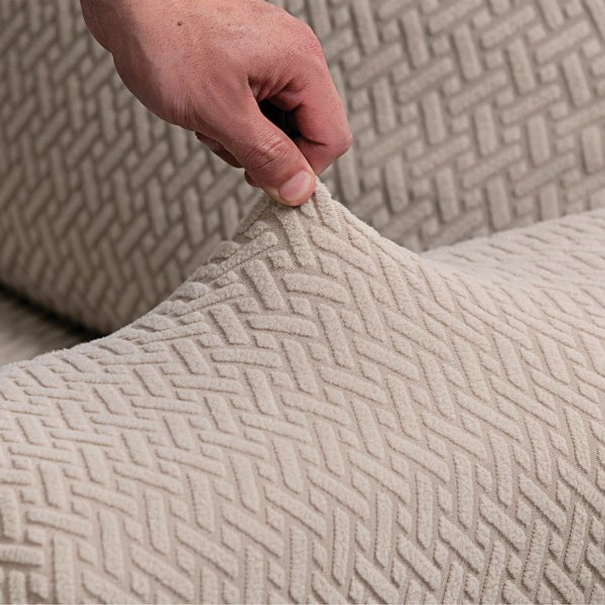 VIANNEY - Funda De sofá Niza Greige 3 Puestos Vianney