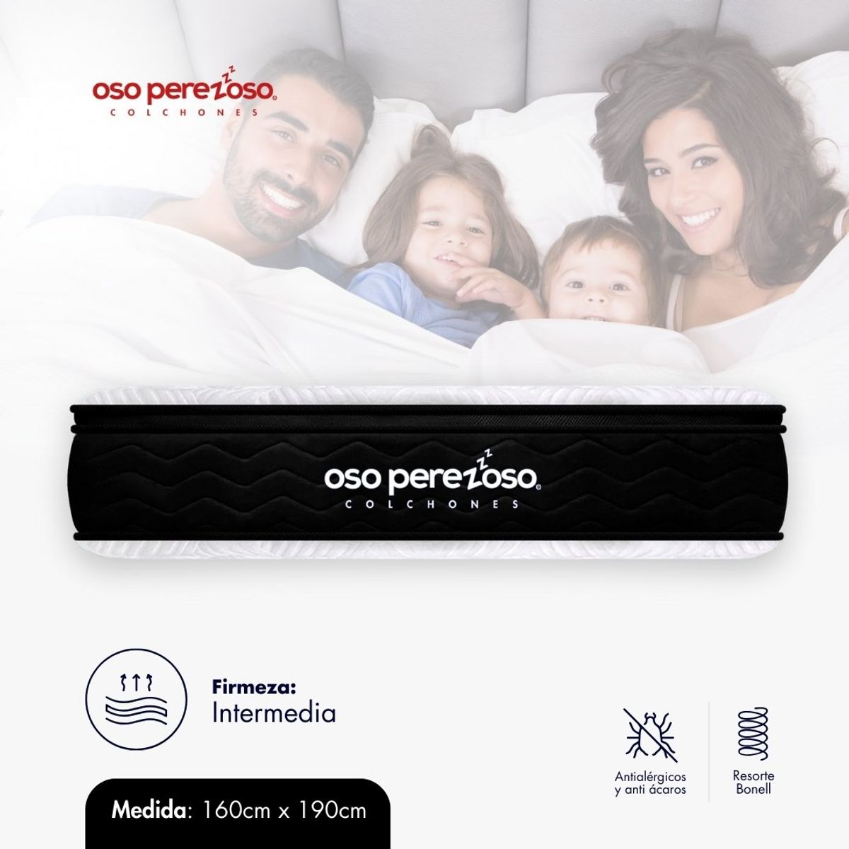 OSO PEREZOSO - Colchón Brown+ Unitop Queen 160cm190cm - Ortopédico Resortado - Firmeza Intermedia.