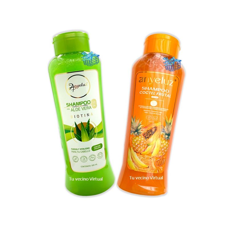 ANYELUZ - X2 Shampoo Aloe Vera y coctel de frutas Anyeluz