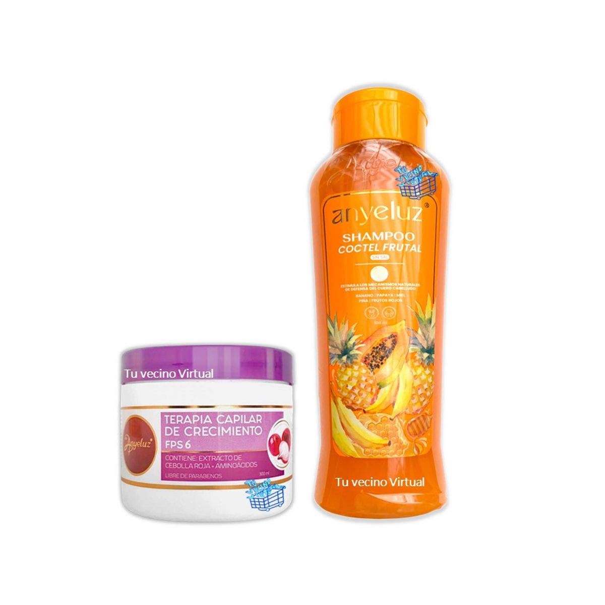 ANYELUZ - Shampoo coctel de frutas y Terapia Capilar de cebolla  Anyeluz