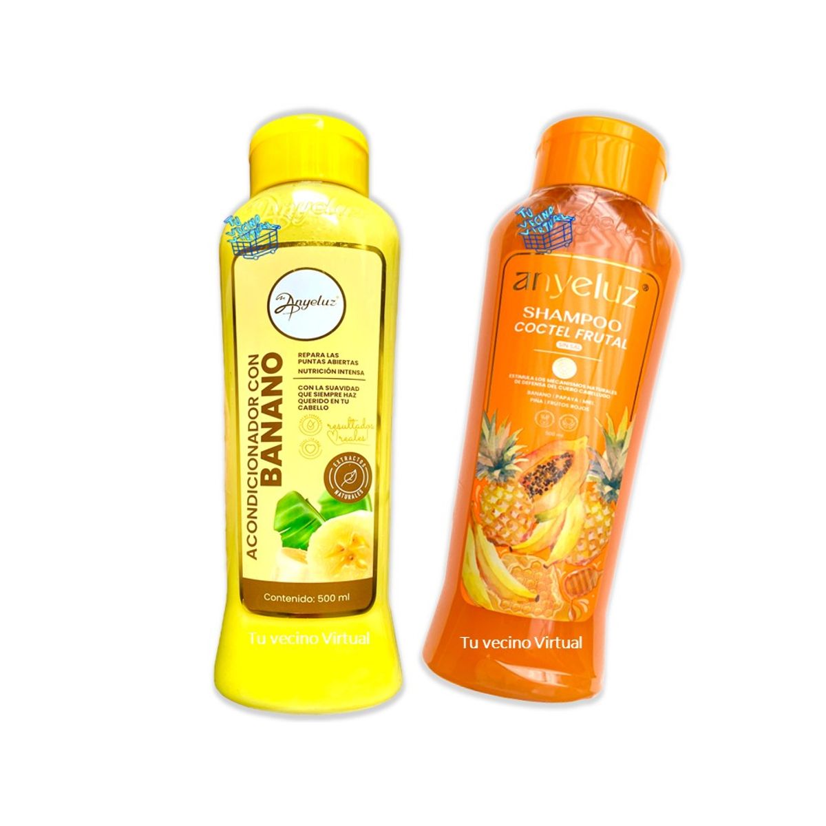 ANYELUZ - Shampoo coctel de frutas y Acondicionador Banano Anyeluz