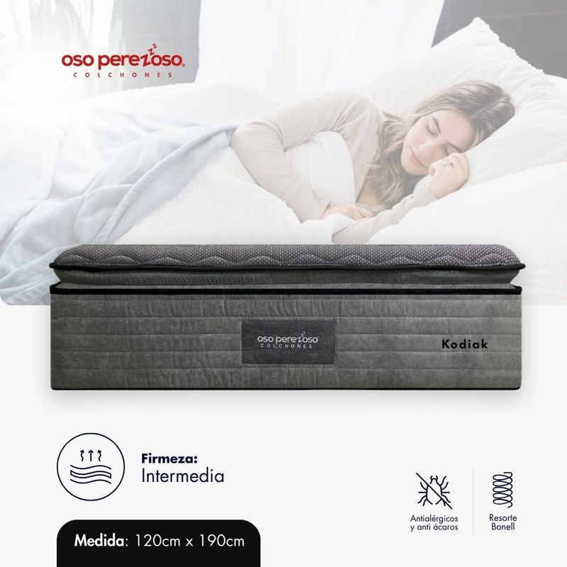 OSO PEREZOSO - Colchón Kodiak Semidoble 120cm190cm - Pocket Inside - Firmeza Extra Suave.
