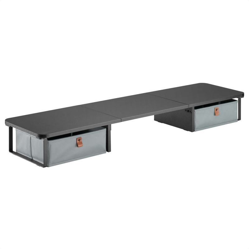 GENERICO - Base Eleva-monitor Madera Con 2 Cajones Techgo TDB-1 Negro