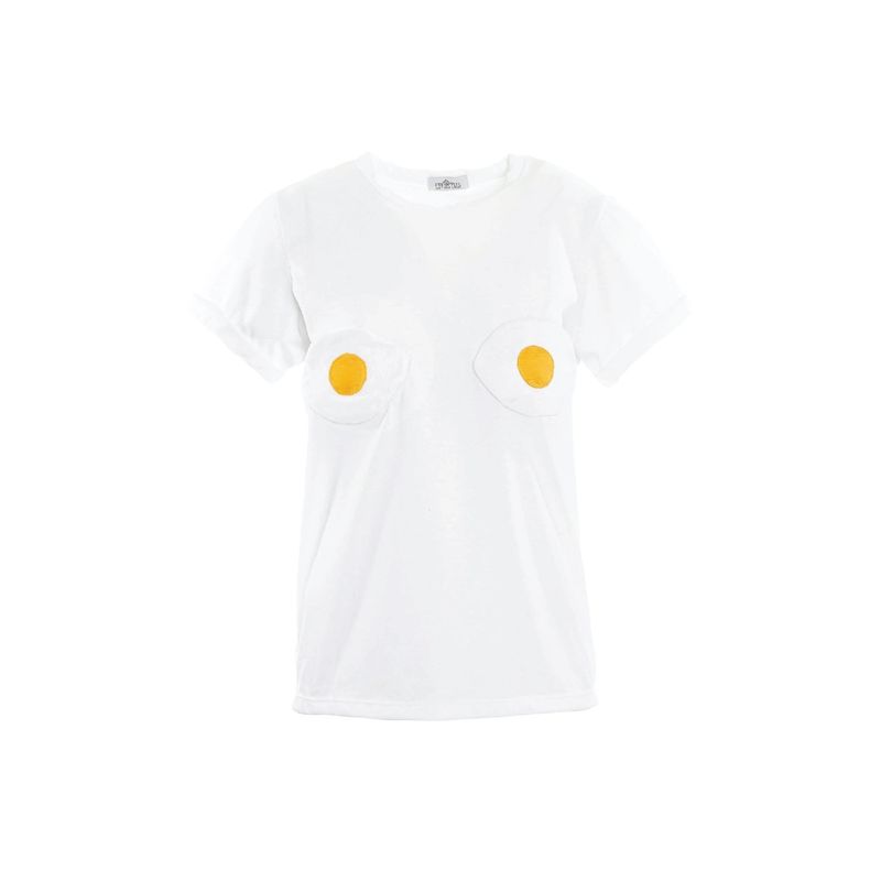 PINEAPPLES DON'T HAVE SLEEVES - Camiseta Blanca Con Parches de Huevos Pineapples