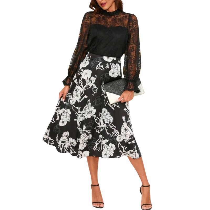 YURELKSHOP - FALDA MIDI CASUAL ELEGANTE  ESTAMPADA