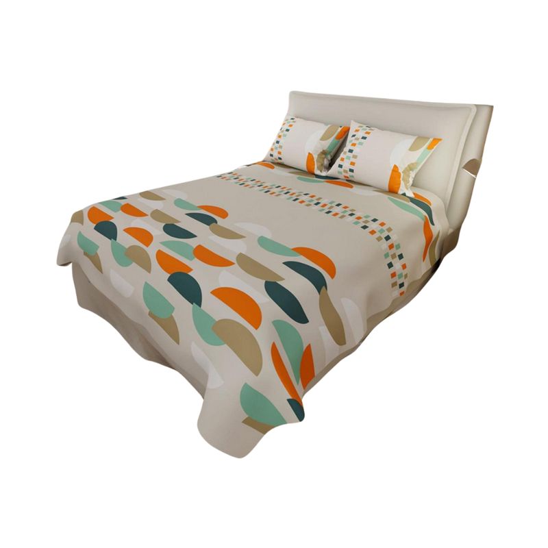 ELEGANCE - Juego Sabanas Cama DOBLE 1.40 m. Beige con estampado