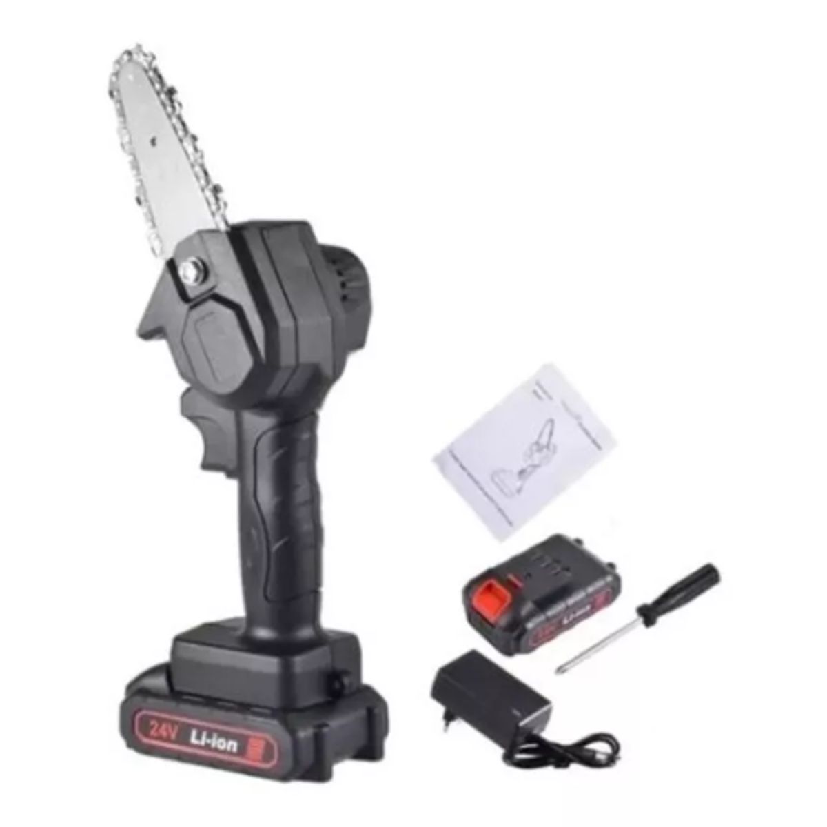 GENERICO - Mini Motosierra De Mano Portátil Ergonómico Recargable 24v Negro