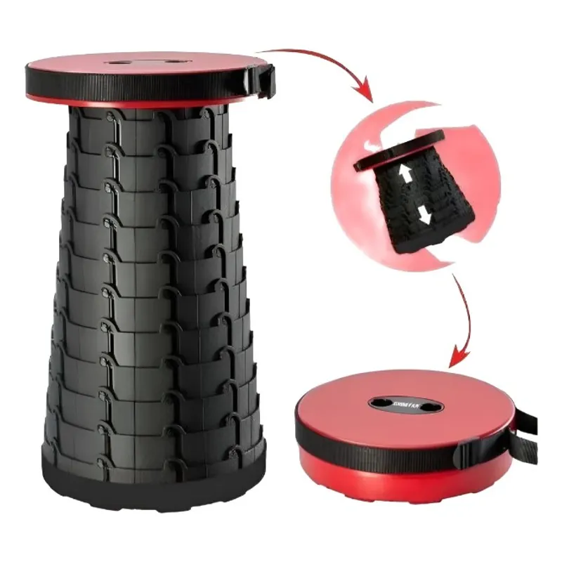 GENERICO - Silla Plegable Camping Banco Plegable Piso Retráctil Sillín Negro