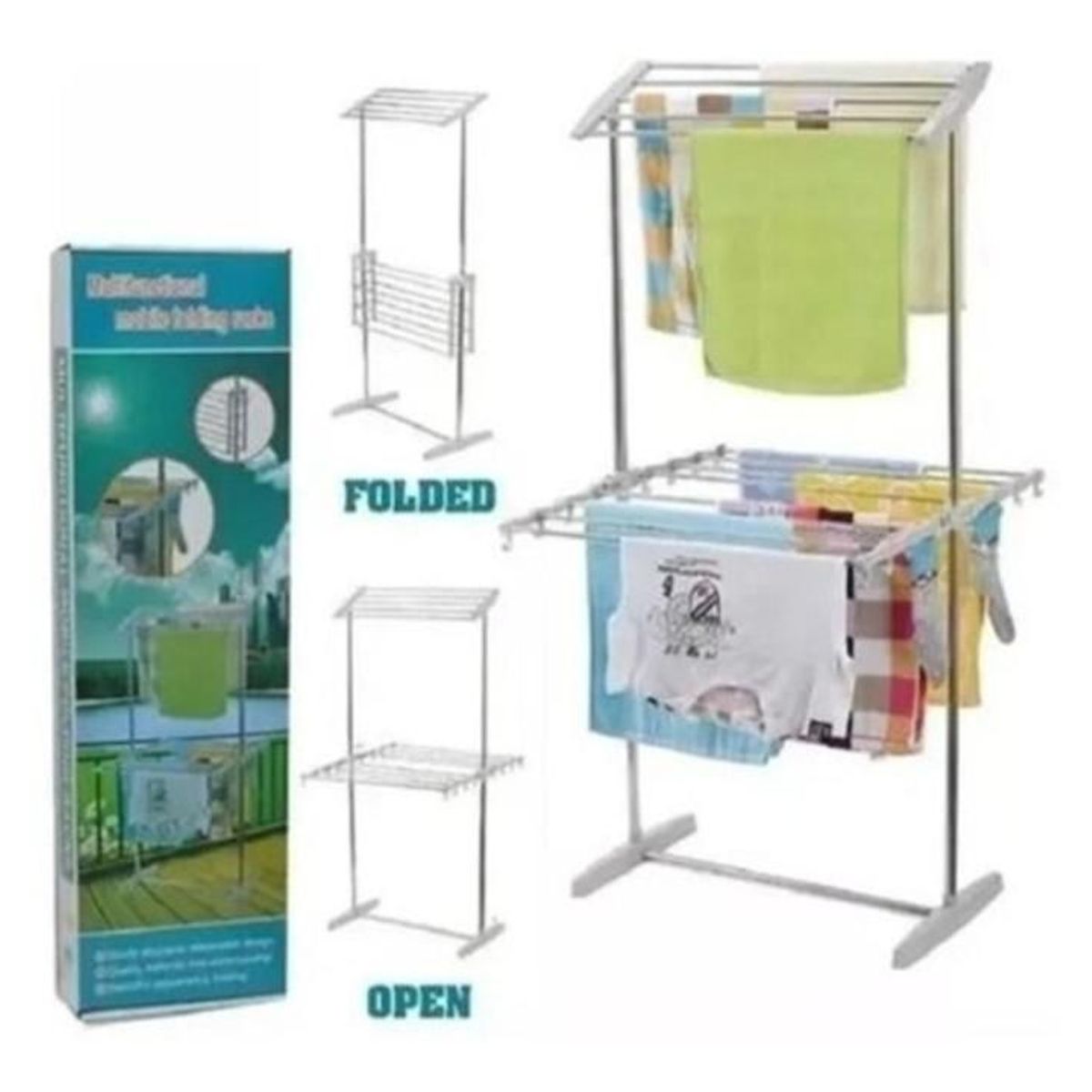 GENERICO - Tendedero Ropa Multifuncional Plegable Resistente Piso Hogar