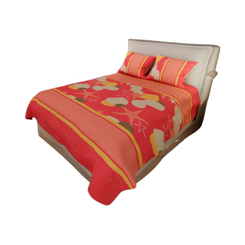 ELEGANCE - Juego Sabanas Cama DOBLE 1.40 m. Salmón con diseño