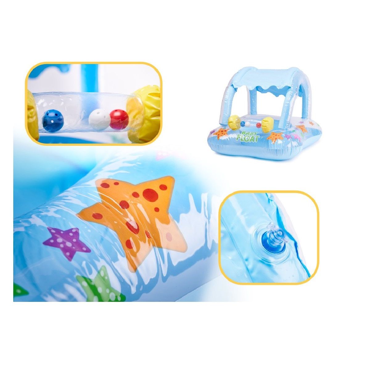 MUNDO BEBE - FLOTADOR BEBE NIÑA CON TECHO SONAJERO
