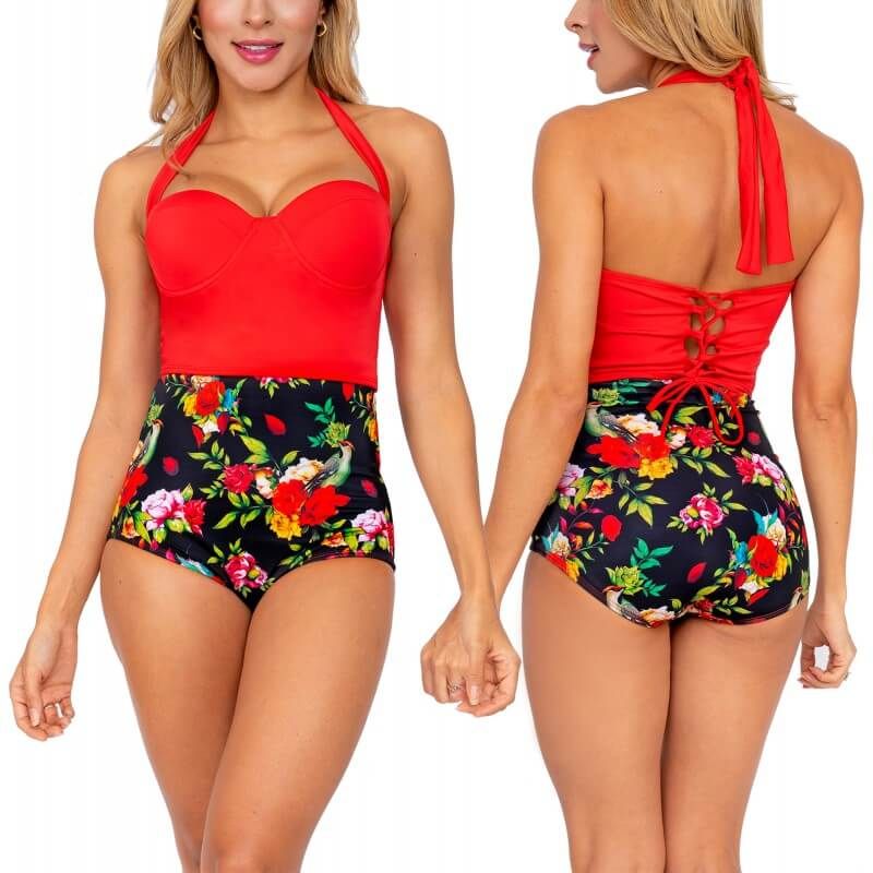 PRAIE - Vestidos De Baño Bikini RETRO PRAIE 1642 Panty Alto Control Abdomen