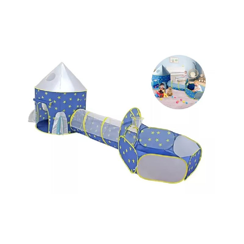 GENERICO - Carpa Infantil Castillo Con Túnel Piscina De Pelotas Azul