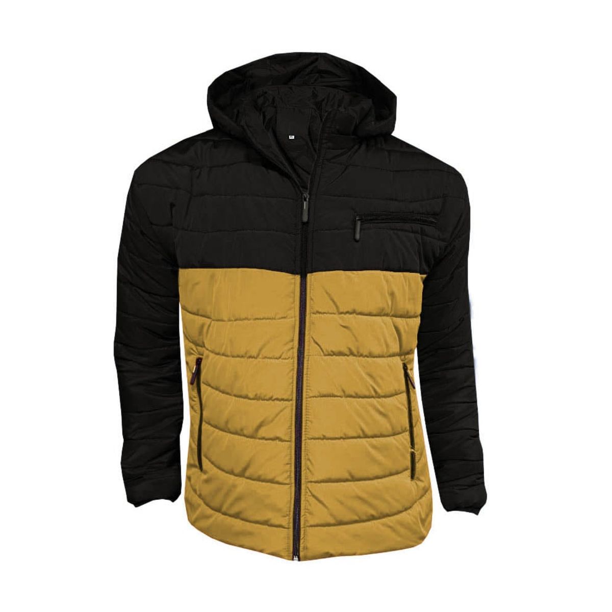 MODA EN CIRCUITO - Chaqueta Impermeable para Hombre Combinada NEGRO-MOSTAZA