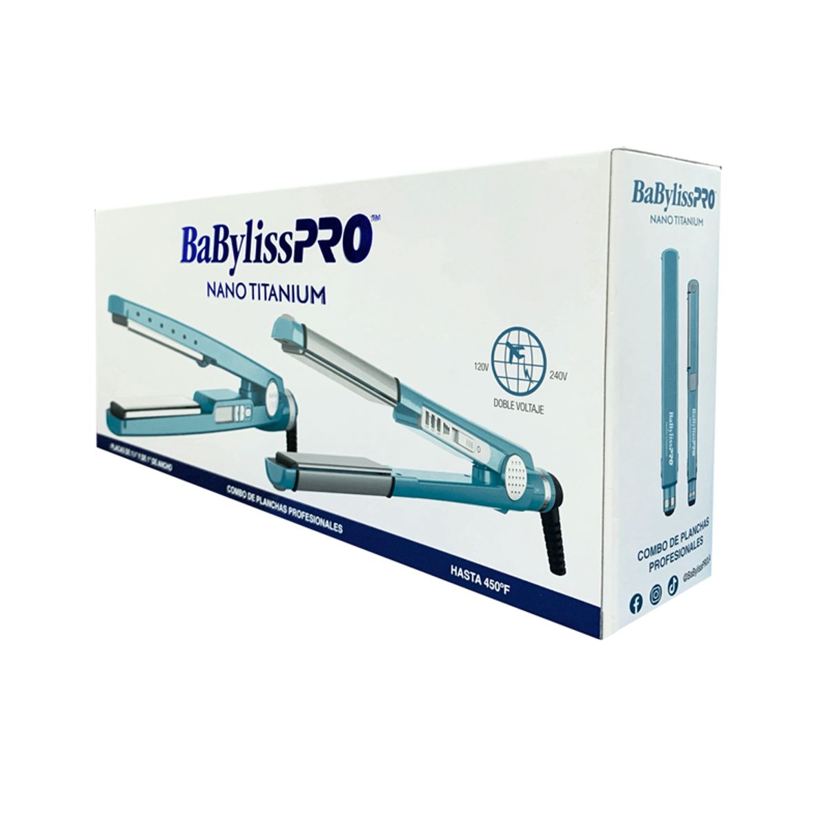 BABYLISS - Combo Plancha Profesional Babyliss  Nt 4091 Y 4081 Azul - Doble Voltaje