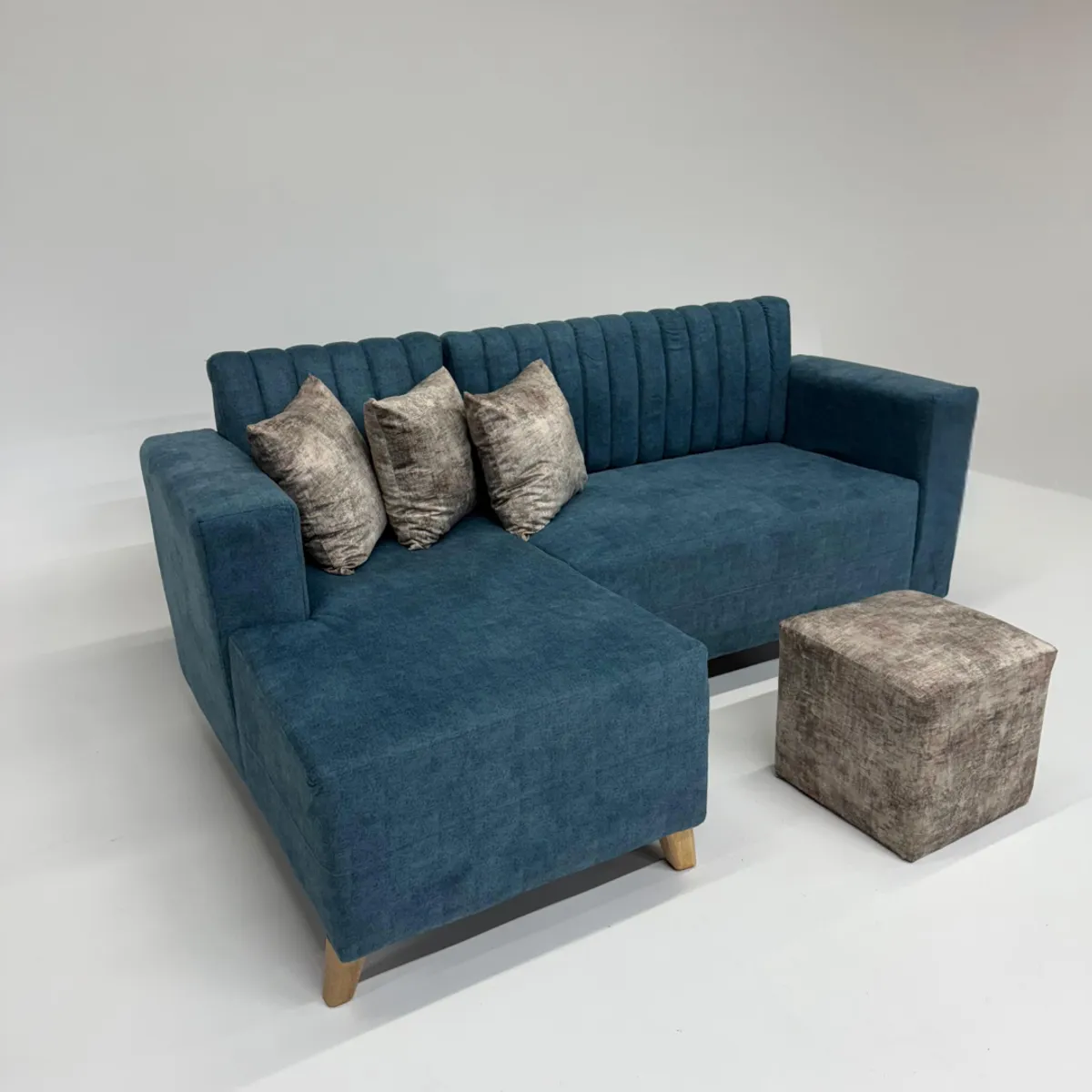 GENERICO - SOFÁ ESQUINERO AZUL MODERNO CON TELA  ANTIFLUIDOS Y PET FRIENDLY