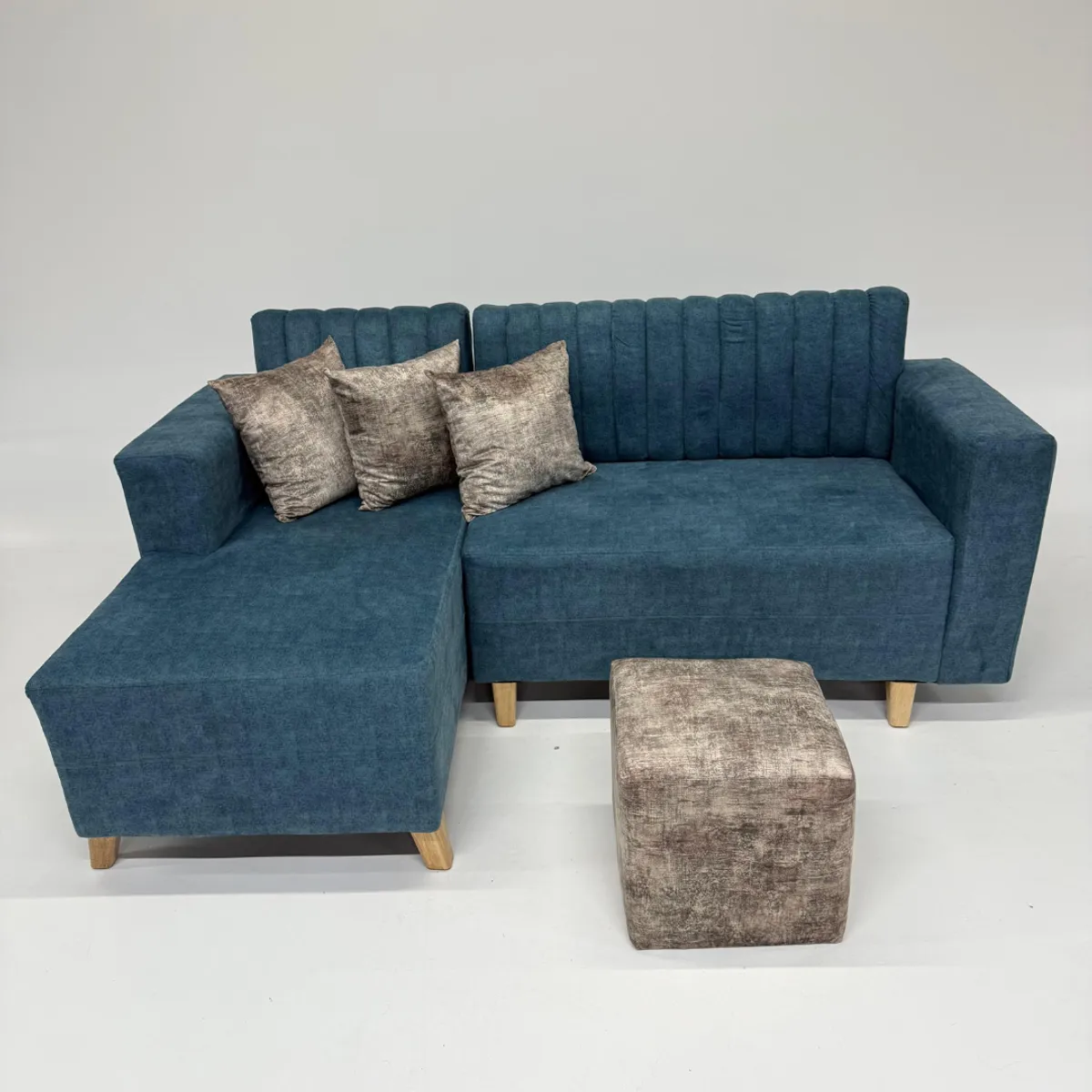 GENERICO - SOFÁ ESQUINERO AZUL MODERNO CON TELA  ANTIFLUIDOS Y PET FRIENDLY