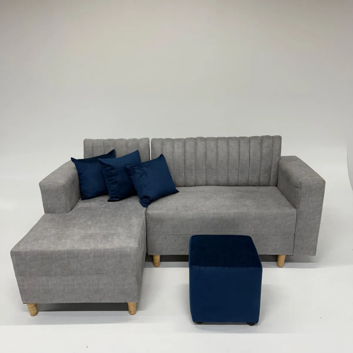 GENERICO - SOFÁ ESQUINERO COLOR PLATA MODERNO CON TELA  ANTIFLUIDOS Y PET FRIENDLY