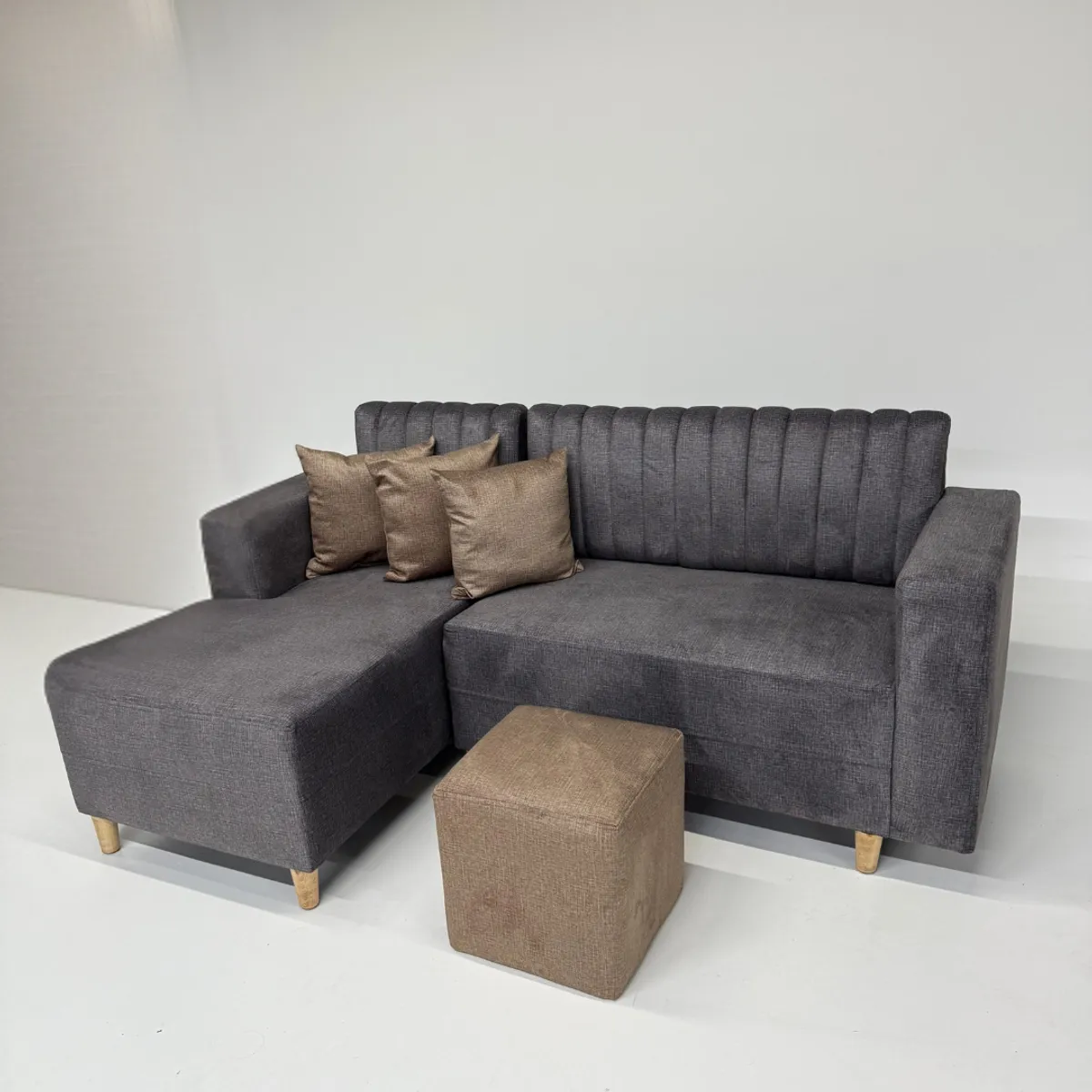 GENERICO - SOFÁ ESQUINERO GRIS OSCURO MODERNO CON TELA  ANTIFLUIDOS Y PET FRIENDLY