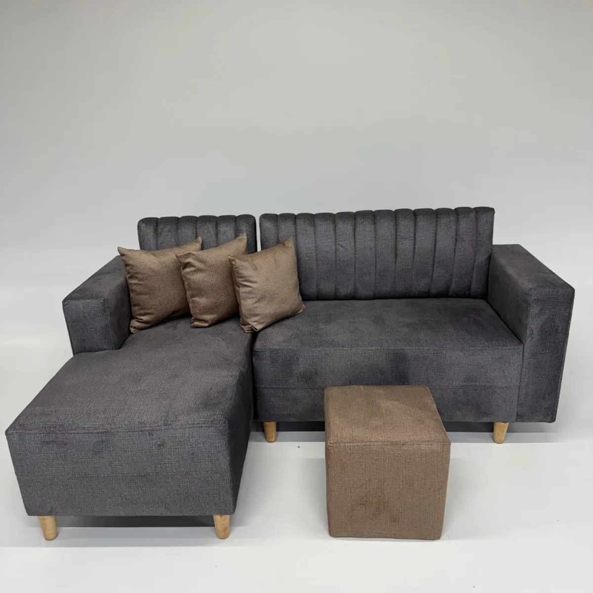 GENERICO - SOFÁ ESQUINERO GRIS OSCURO MODERNO CON TELA  ANTIFLUIDOS Y PET FRIENDLY