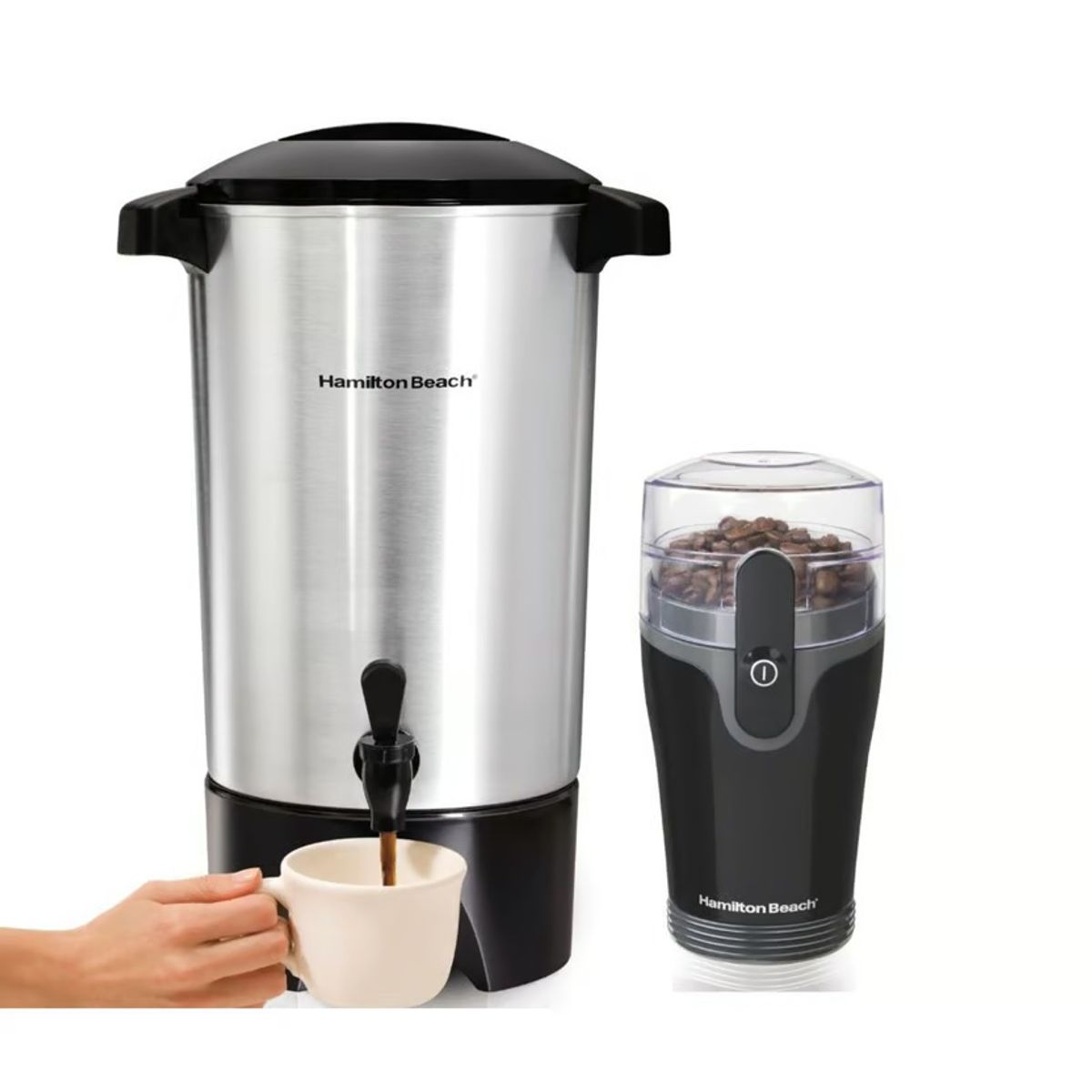 HAMILTON BEACH - Cafetera Profesional con Moledor de Café  42 Tazas Hamilton Beach