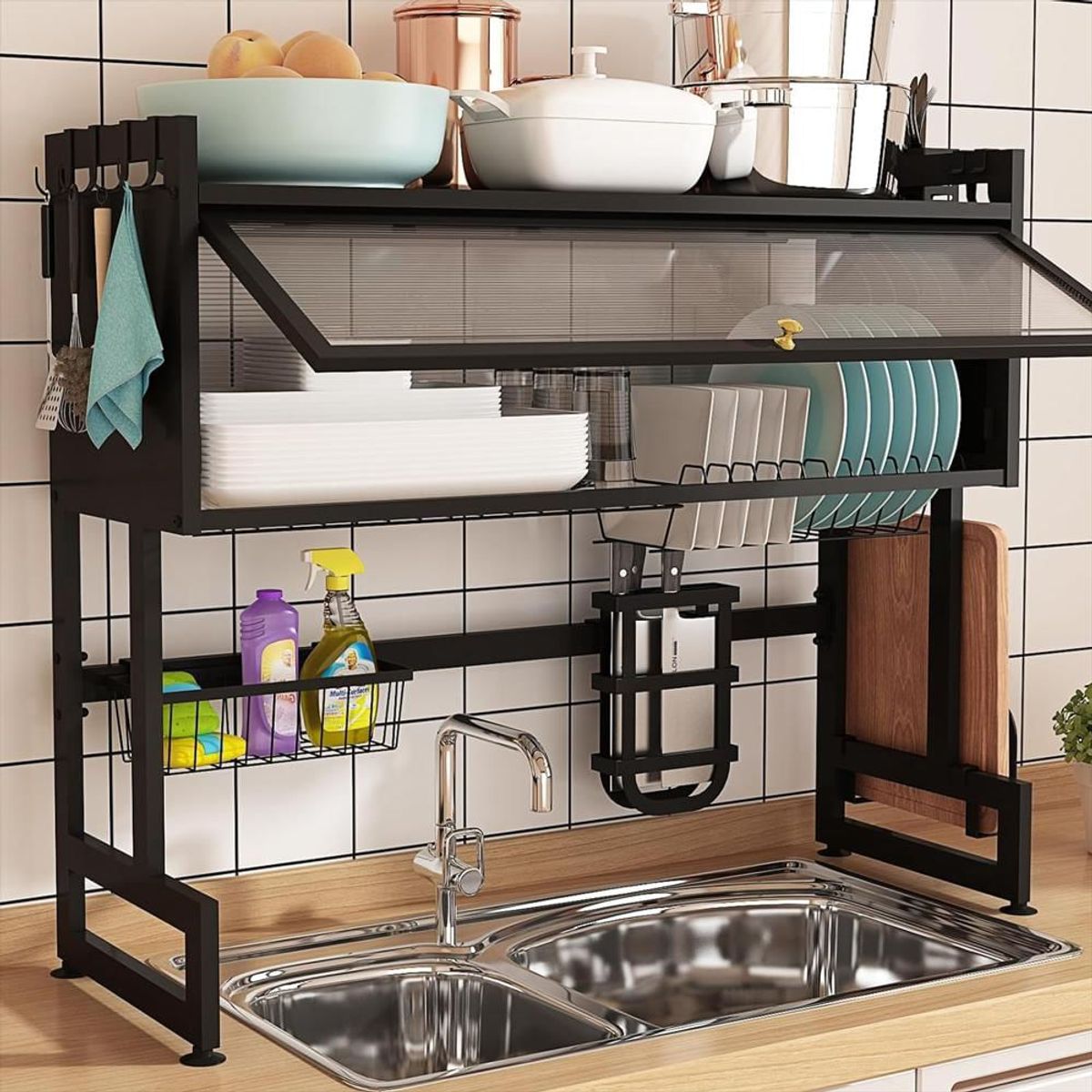 SKY - Organizador Y Escurridor Platos Loza Con Tapa 85 Cms