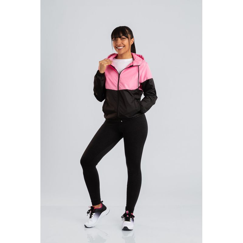 GENERICO - Chaqueta Rompevientos Mujer Negro x Rosa JM01