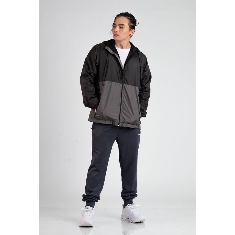 GENERICO - Chaqueta Rompevientos Forrada Hombre Negro x Gris JH01
