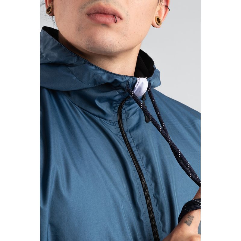 GENERICO - Chaqueta Rompevientos Forrada Hombre Azul x Blanco JH01