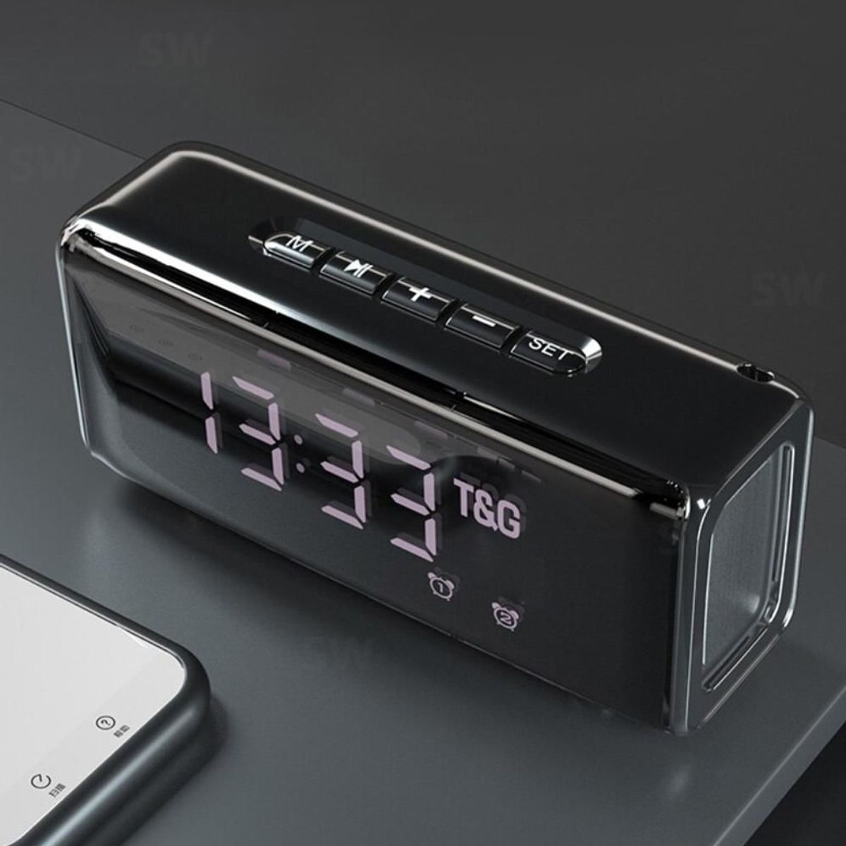 SKY - Radio Reloj Despertador Tg 174 Pantalla Bluetooth NEGRO
