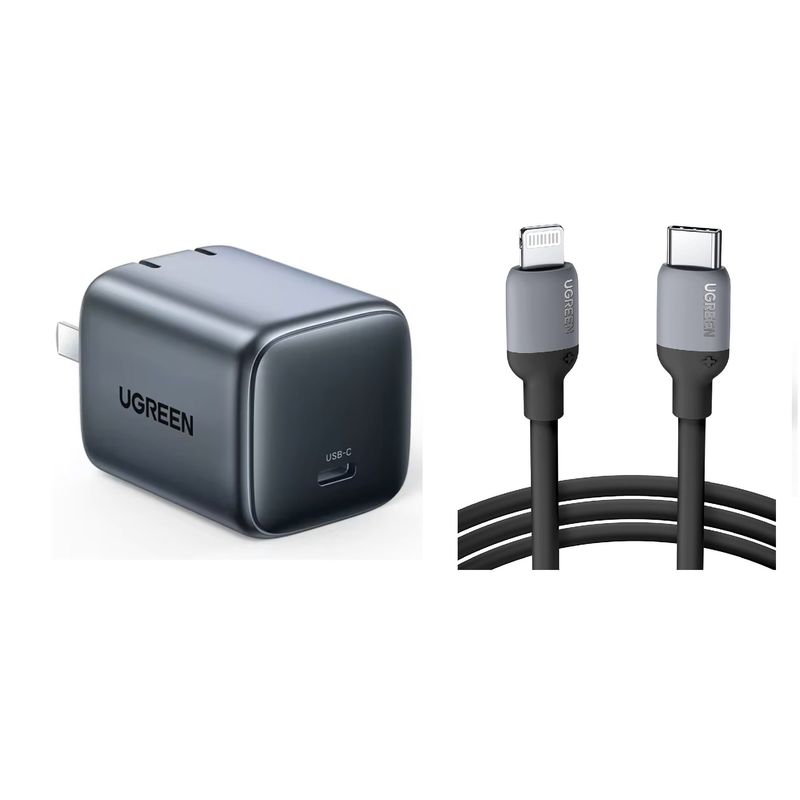 UGREEN - Mini Cargador Ugreen 30w Nexode Usb-c Carga Rápida Cable 1m Lightning