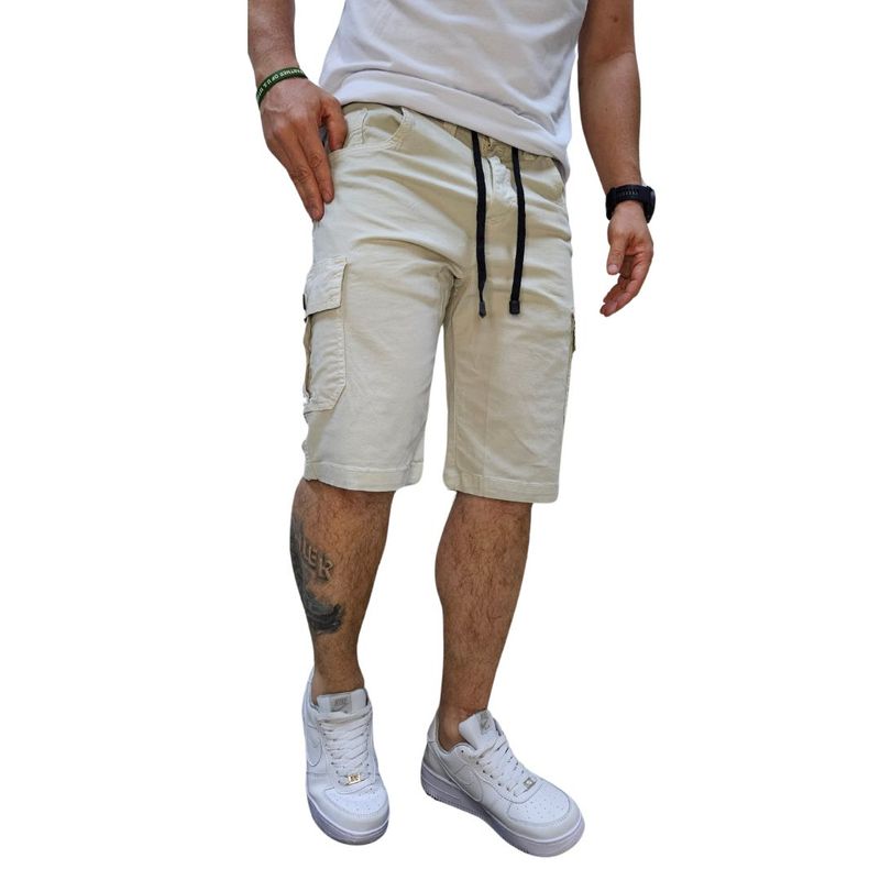 RAMBED - Bermuda Cargo Color Beige en Dril