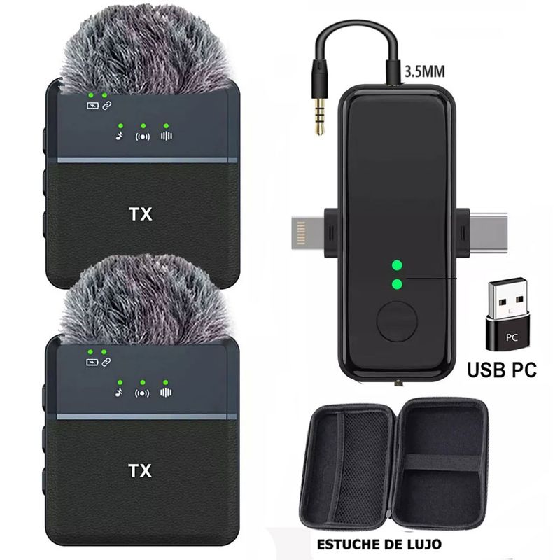 GENERICO - Micrófono Inalámbrico de Solapa Profesional Celular Tipo C iPhone y Pc SX31PRO