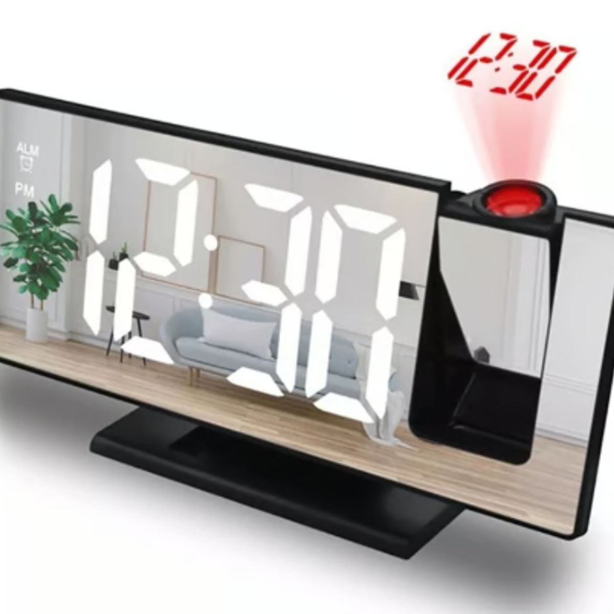 SHEN HUANG - Reloj De Mesa Digital Espejo Con Proyector Hora En El Techo