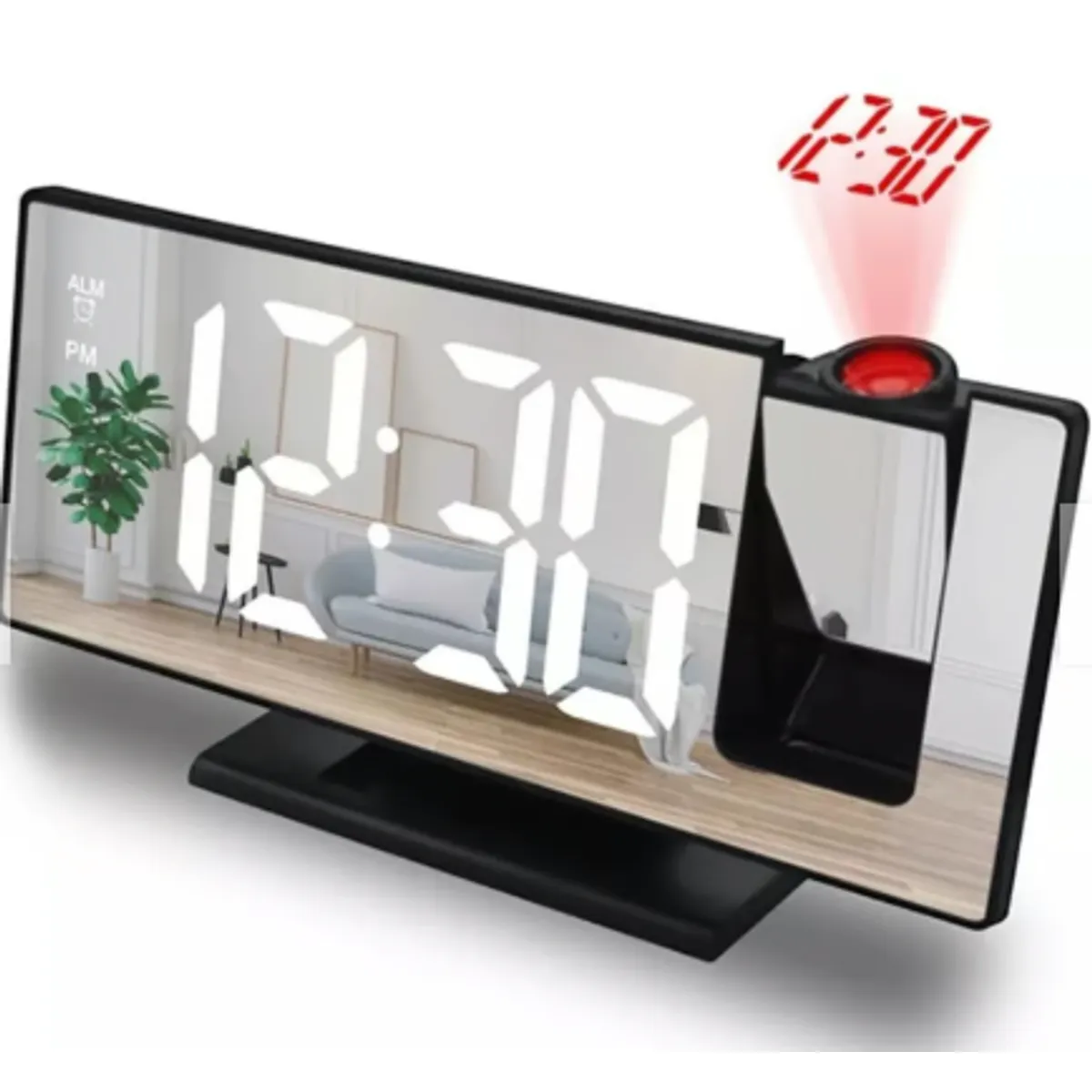 SHEN HUANG - Reloj De Mesa Digital Espejo Con Proyector Hora En El Techo