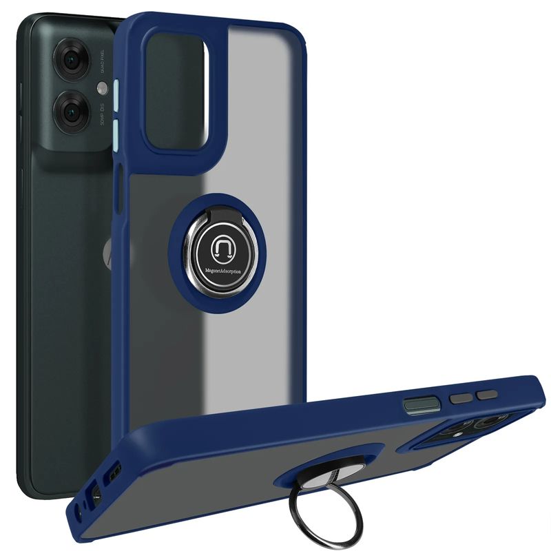 GENERICO - Funda Estuche Protector Mate Anillo Compatible Motorola G55 Azul