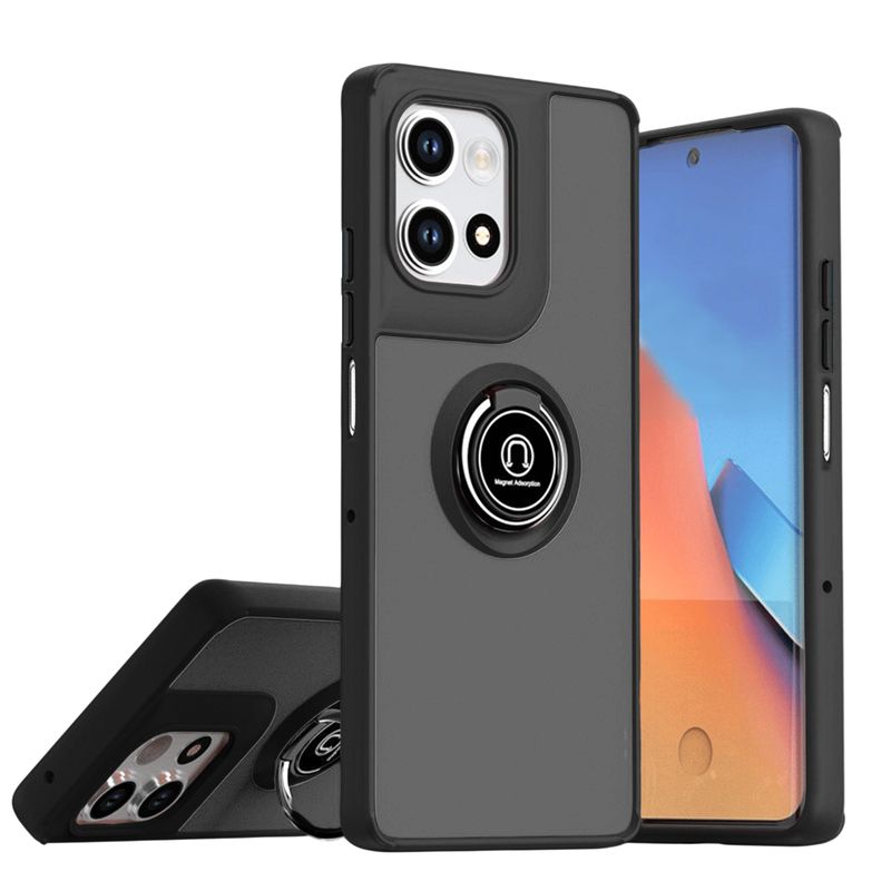 GENERICO - Funda Estuche Protector Mate Anillo Compatible Motorola G75 Negro