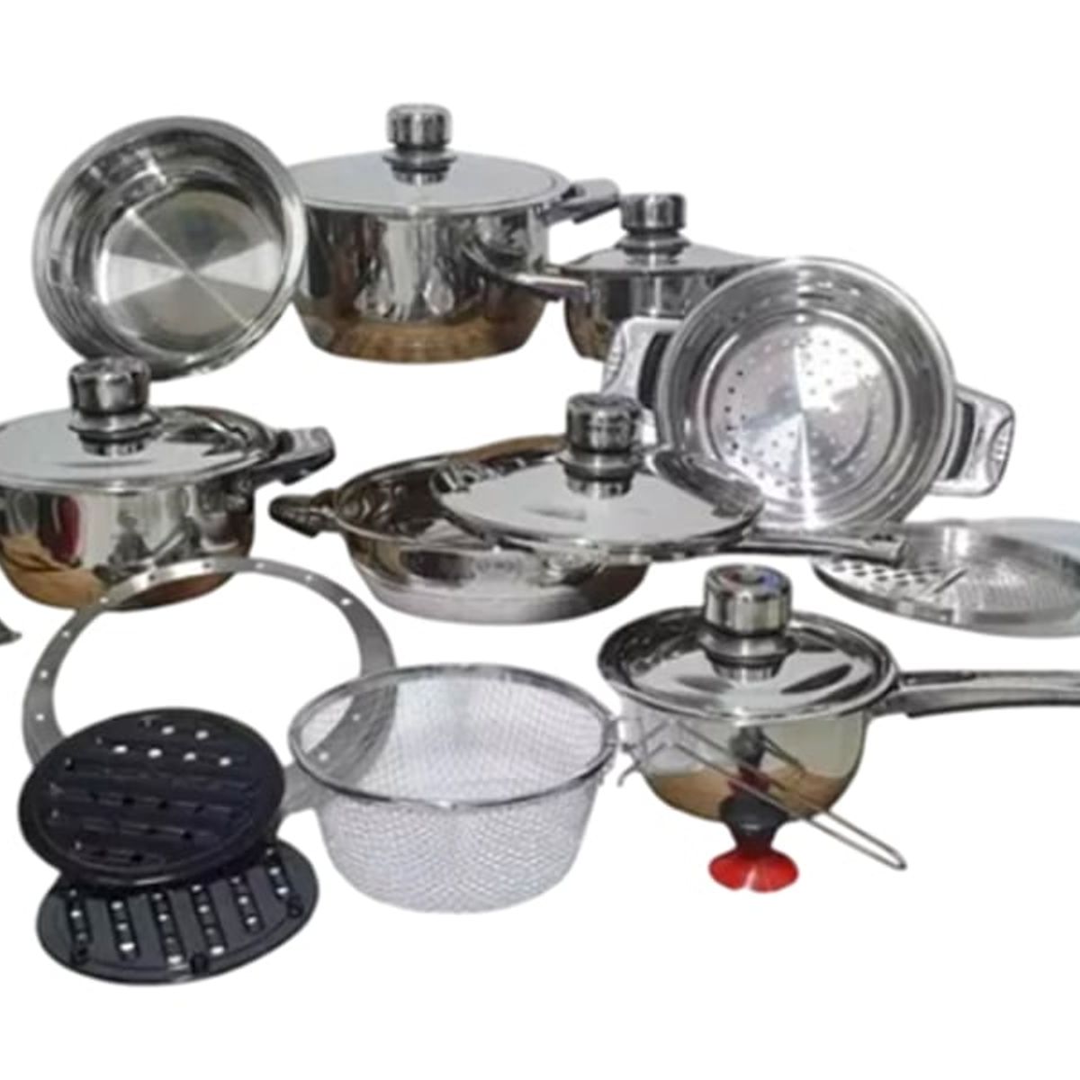 SWISSHOME - Bateria De Ollas Acero Quirúrgico Swiss Home 21 Piezas + Obsequio