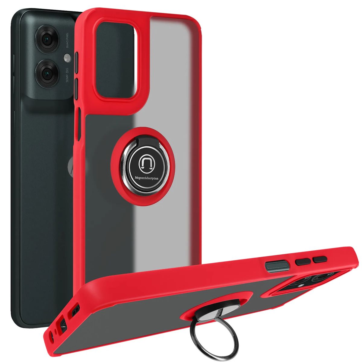 GENERICO - Funda Estuche Anti Golpes Mate Compatible Motorola G55 Rojo