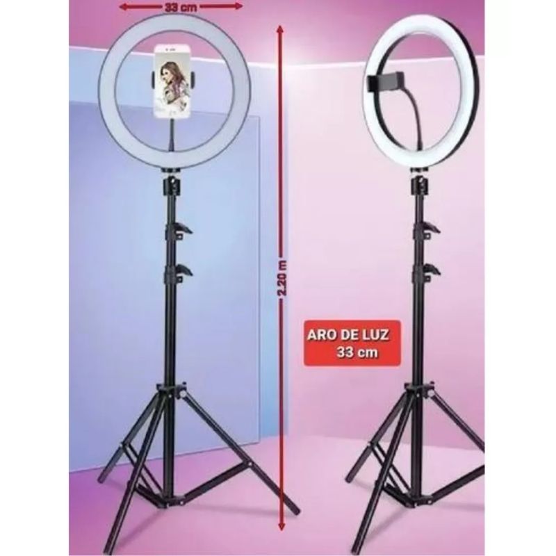 GENERICO - Aro Luz Led Para Fotografia Y Video 33cm Con Tripode 2.20 Mt